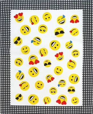 Image de Torchon de cuisine 100 % coton, motifs émoticônes, 50 x 64 cm, noir
