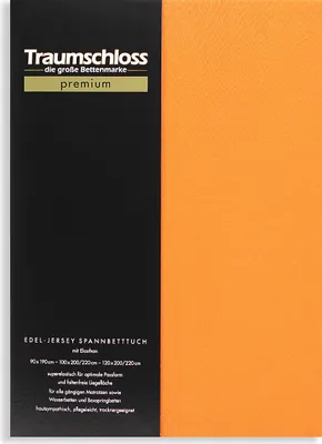 Produktbild von Traumschloss Premium Edel-Jersey Spannbettlaken 90-120 x 200-220 cm mandarine 165g/m², 95% gekämmte Mako Baumwolle, 5% Elasthan