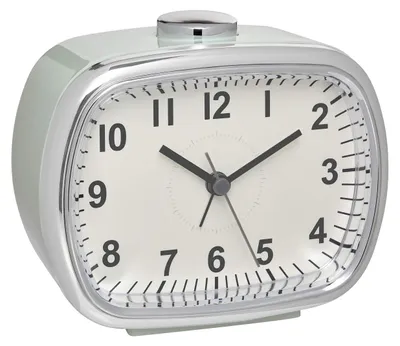Retro-Wecker analog, mintgrün, Snooze, Hintergrundbeleuchtung, 110x60x92 mm