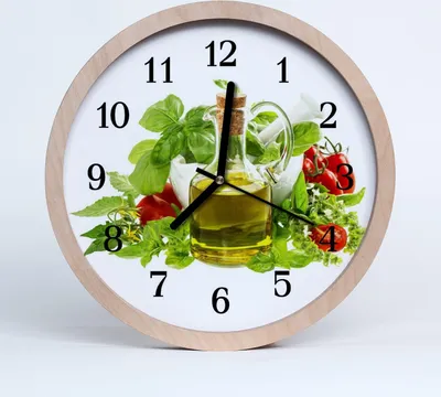 Produktbild von Holzuhr 20fi cm wanduhr - Basilikum Gewürz Wohnzimmer