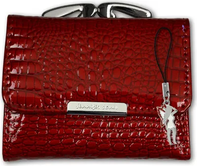 Zdjęcie produktu dla Jennifer Jones skórzany damski mini portfel czerwony ochrona RFID OPJ119R
