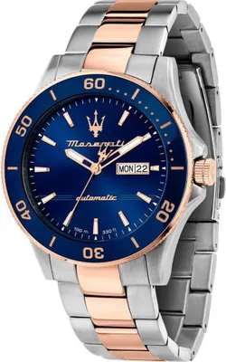 A close-up studio shot of a Maserati men's automatic watch.