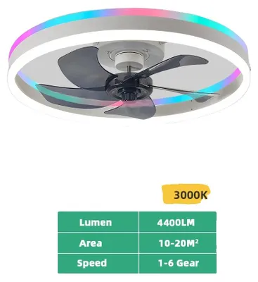 Image de Ventilateur de plafond, éclairage RGB,intelligente, BLANC