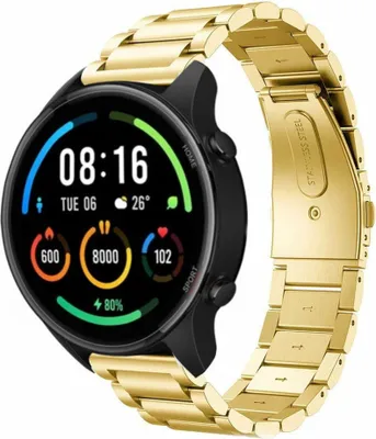Produktbild von Strap-it Stahlarmband - Kompatibel mit Xiaomi Mi Watch Armband Ersatzarmband Edelstahl - Gliederarmband mit Faltschließe - Hochwertiges Material - für Smartwatch 22mm Armband Gold