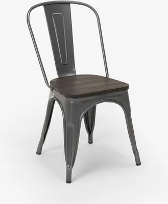 Produktbild von stühle im industriellem stil aus stahl holz für küche und bar steel wood - Dunkel Grau