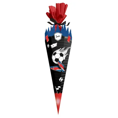 Produktbild von itenga SCHULTÜTEN Bastelset 68cm "FUSSBALL" meine Vereinstüte schwarz - blau rot