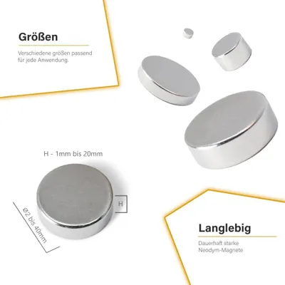 Produktbild von PACKIVO Neodym Magnete Extra Stark, Schiebenmagnet - 8 x 1 mm, 10