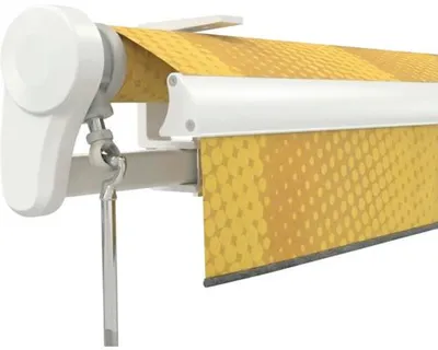 Produktbild von Soluna Gelenkarmmarkise Trend 5x2,5 Stoff Dessin J200 Gestell RAL 9010 reinweiß Antrieb Links inkl. Kurbel