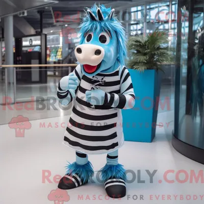 Produktbild von Blaues REDBROKOLY Zebra-Maskottchenkostüm mit Rock und Schnürsenkeln