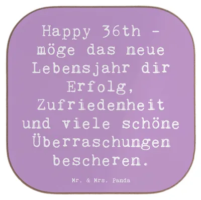 Produktbild von Mr. & Mrs. Panda Untersetzer Tasse Spruch 36. Geburtstag Segen - Lavendeltraum - Geschenk, Feiern, schöne Überraschungen, Holzuntersetzer, Geburtstagsgeschenk, Freunde
