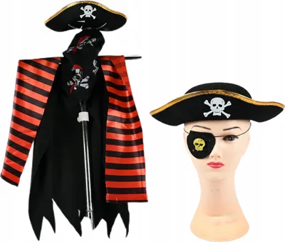 Produktbild von Midex Piratenkostüm für Kinder mit Augenklappe Umhang