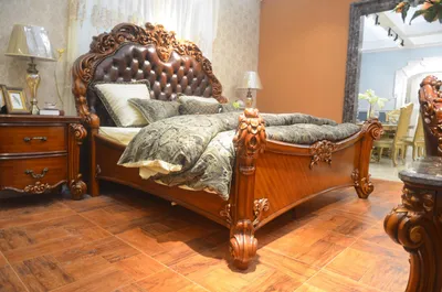 Produktbild von Bett Polster Design Luxus Doppel Hotel Betten Schlaf Zimmer Leder Chesterfield