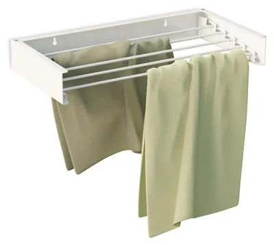 Wanddroogrek inklapbar, 5 Stangen, 4,15 m, 85 x 42,5 cm, weiß
