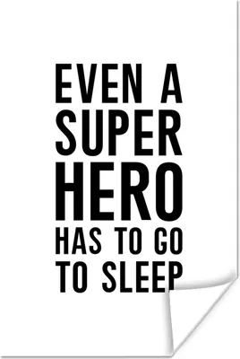 Produktbild von MuchoWow® Poster Zitate - Jungs - Auch ein Superheld muss mal schlafen - Sprichwörter - Kinder 20x30 cm - Papierdruck