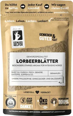 Produktbild von Lorbeerblätter, gemahlen, echter Lorbeer zum Kochen, ideal für Sauerkraut, 50g