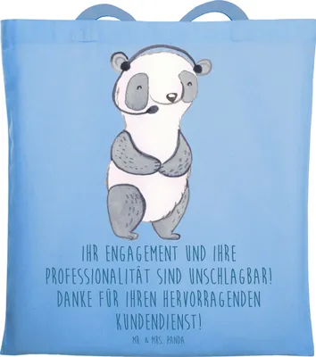 Produktbild von Mr. & Mrs. Panda totebag Kundendienstmitarbeiter Held - Sky Blue - Geschenk, harte Arbeit, Einkaufstasche, Tote Bag, Wertschätzung, liebevolle Geschenke, Danke sagen