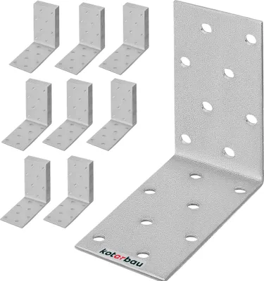 Produktbild von KOTARBAU® 100er Set Winkelverbinder 75 x 75 x 40 mm Stahl Bauwinkel Montagelöcher Möbelwinkel Verzinkt Schwerlast Holzverbinder Montagewinkel Stuhlwinkel