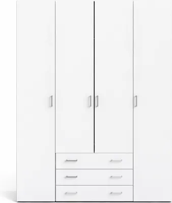 Produktbild von Spell Kleiderschrank 4 Türen und 3 Schubladen. Weiss.