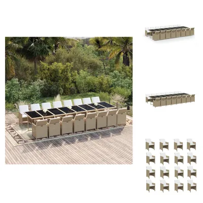 Produktbild von vidaXL 17-tlg. Garten-Essgruppe mit Kissen Poly Rattan Beige -  Gartenmöbel-Sets