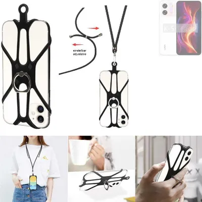 Produktbild von K-S-Trade 3in1 Handykette Handyband Handykordel Halsband Smartphone-Ring Handy-Ring kompatibel mit Lava Yuva Star Fingerhalterung Handyring