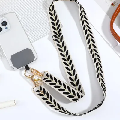 Produktbild von AOZUO Handy-Kette universelles Band, Handy-Band mit robusten Haken, Handy-Kettenriemen, Handy-Riemen zum Aufhängen und für Umhängetaschen, Handy-Band (schwarz)