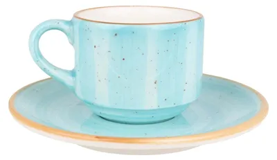 Zdjęcie produktu dla Bonna Aura Aqua - Filiżanki i spodki do espresso - 80 cm3 - Porcelana - zestaw 6 sztuk