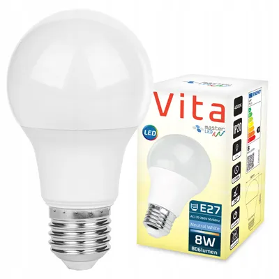 Obrázek produktu pro LED žárovka MasterLED E27 8 W nahrazuje 60 W žárovku 710 lm neutrální bílá 4000 K A60 standardní tvar matný úhel vyzařování 240°