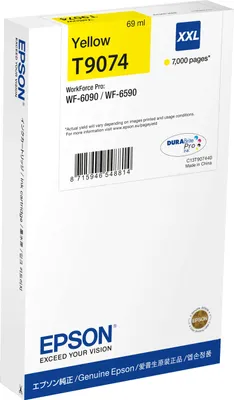 Image de Epson T9074 - 69 ml - taille XXL - jaune - original - cartouche d'encre - pour WorkForce Pro WF-6090, WF-6590 (C13T907440)