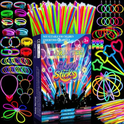 Partyset mit 389 Knicklichtern, Glow-Sticks & Leuchtarmbändern