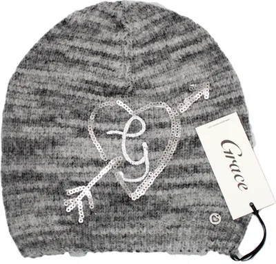 Produktbild von Grace Damen Strickmütze Mütze Damenmütze Beanie Wintermütze Wollmütze Grau