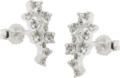 Produktbild von Ohrstecker Ohrringe Ohrschmuck, Blume mit weißen Zirkonia, 925 Silber