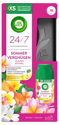 Image de Air Wick Freshmatic Max - Kit de démarrage avec appareil et 1 recharge - Fonctionne sur piles - Parfum : Plaisir d'été - 1 recharge de 250 ml + appareil en noir