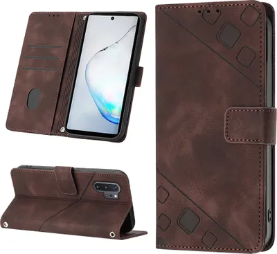 Produktbild von Hülle für Samsung Galaxy Note 10+ Prägung Flip Leder Brieftasche Schutzhülle mit Ständer Braun