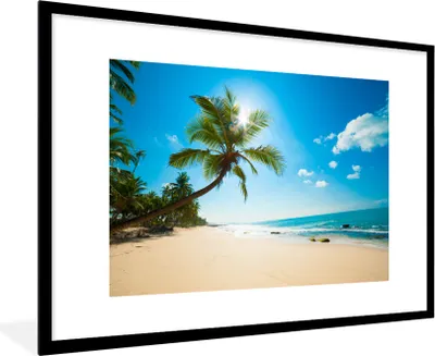 Produktbild von MuchoWow® MuchoWow® Gerahmtes Poster Strand - Meer - Sonne - Palme 90x60 cm - Poster mit zchwarzem Bilderrahmen - Wanddekoration - Fotos