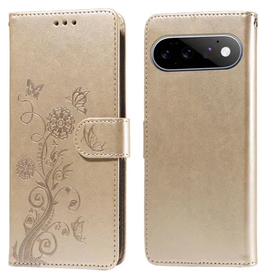 Produktbild von Mobigear Blumen-Handyhülle für Google Pixel 11 – Klapphülle mit Portemonnaie – Gold