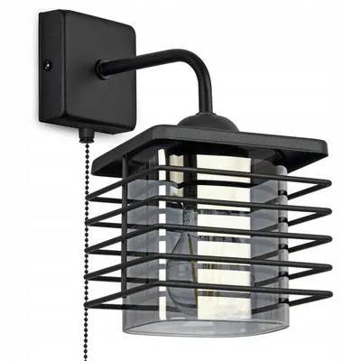 Zdjęcie produktu dla LUXOLAR Lampa ścienna z włącznikiem LED i szklanym kloszem E27 60W - Wewnętrzna lampa ścienna do salonu, kuchni - Czarny
