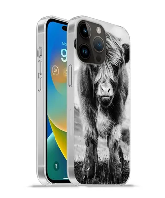 Produktbild von MuchoWow® Handyhülle Schutzhülle Hülle für Apple iPhone 14 Pro Max Schottischer Highlander - Berg - Schwarz - Weiß Silikon Softcase Handy Hülle - Hardcover