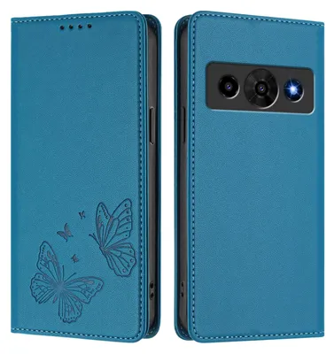 Image de Étui en cuir pour ZTE nubia P7 Pro, étui de protection type portefeuille en cuir gaufré « papillon » avec support, bleu