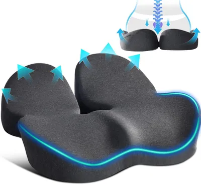 Image de Omgoods - Coussin ergonomique pour siège de bureau - Coussin en mousse à mémoire de forme pour soulager le coccyx et les hanches