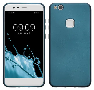 Produktbild von kwmobile Handyhülle für Huawei P10 Lite Hülle - Silikon Case metallisch schimmernd - Schutzhülle Cover - Metallic Karibikblau