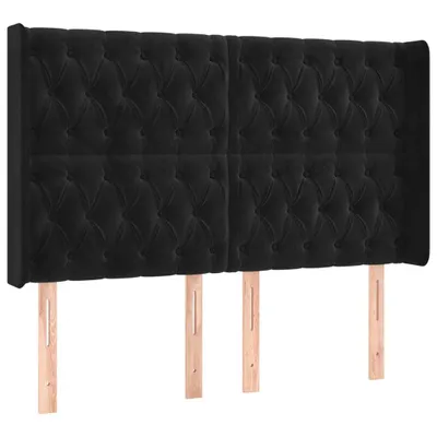 Image de vidaXL Tête de lit avec oreilles noir 147x16x118/128 cm velours