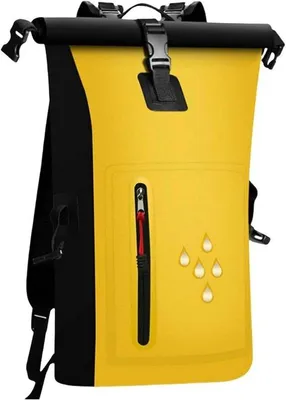 Immagine prodotto di Borsa da trasporto esterna impermeabile in PVC - Zaino/borsa/handbag impermeabile a 3 compartimenti - Grande capacità - Giallo