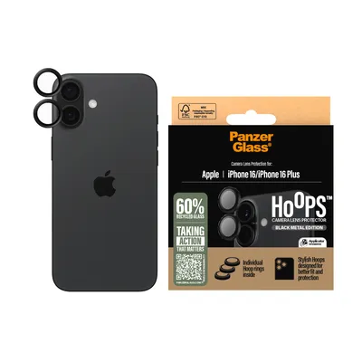 Immagine prodotto di PanzerGlass ® Hoops® Black Camera Lens Protector iPhone 16 | 16 Plus
