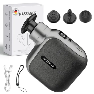 Produktbild von Massagegerät Massagepistole 35 dB leise, 6 Stufen, OLED Display, mit 4 Aufsätzen Für Nacken, Schulter, Rücken & Beine, fördert Durchblutung,kompakt