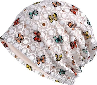 Produktbild von Frauen Sommer bunte Schmetterling Spitze Mesh Baggy Hut Bonnet Beanie Mutterschaft Mütze