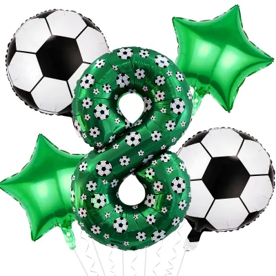 Fußball-Geburtstagsdeko-Set mit Ziffer-8-Ballon, grün, 8-tlg.