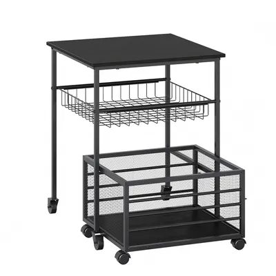 Produktbild von Mini Kühlschrankständer Mit Stauraum Und Abschließbaren Rollen 260 Lbs Kohlenstoffstahl Mini Kühlschranktisch Mit 70l Schublade Schwarz