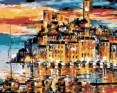 Produktbild von Zuty - Malen nach Zahlen - STÄDTCHEN ÜBER DEM MEER, 40x50 cm, mit Keilrahmen (bereits gespannt)
