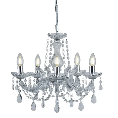 Obrázek produktu pro Searchlight lustr závěsné světlo světlo lampa Marie Therese chrom 5 plamenů