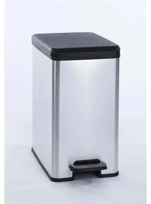 Odpadkový kôš, pedálový, 25 l, CURVER "Slim Bin", čierno-strieborná